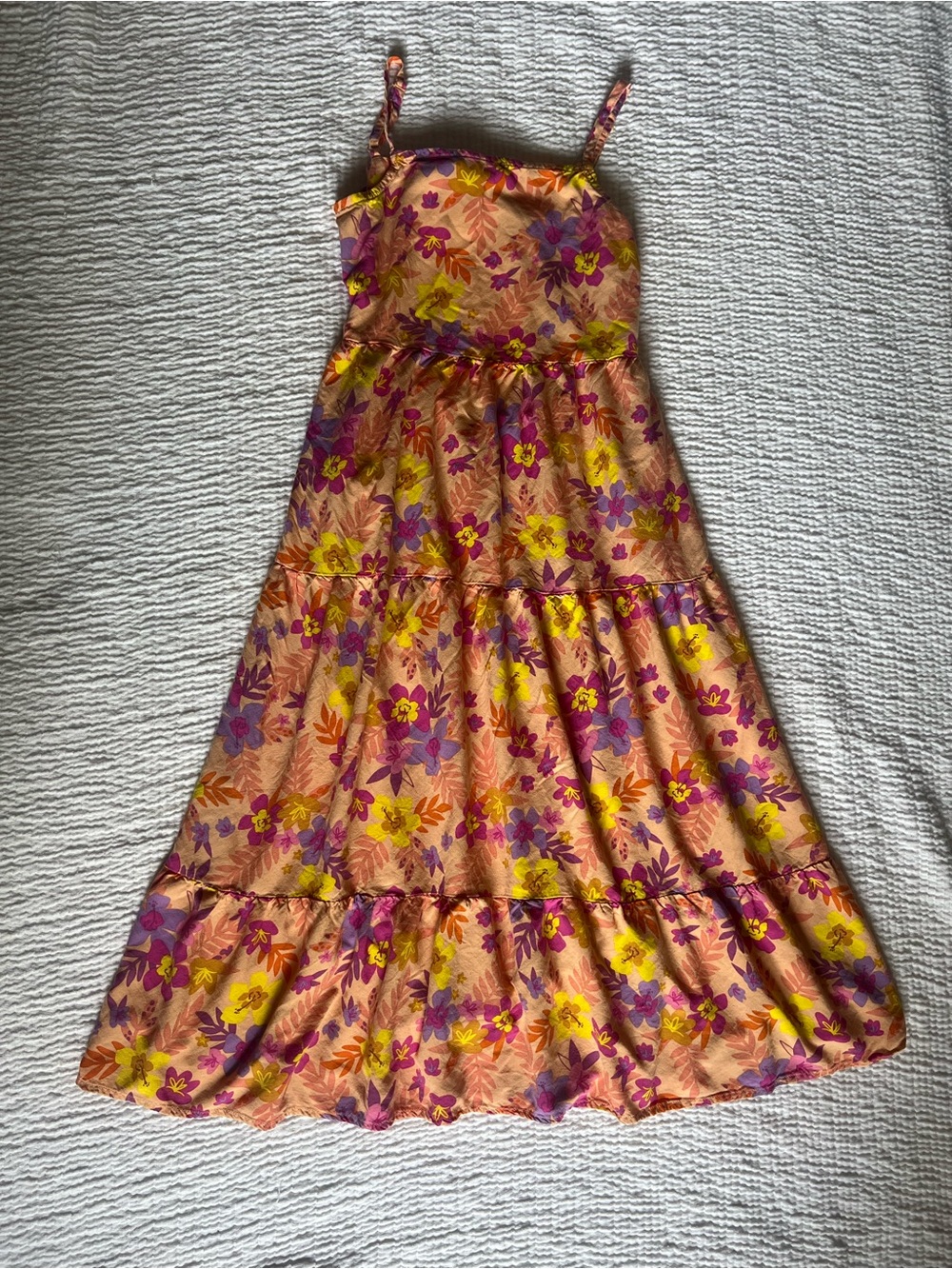 Girls' Floral Tiered Sundress - Pink & Yellow